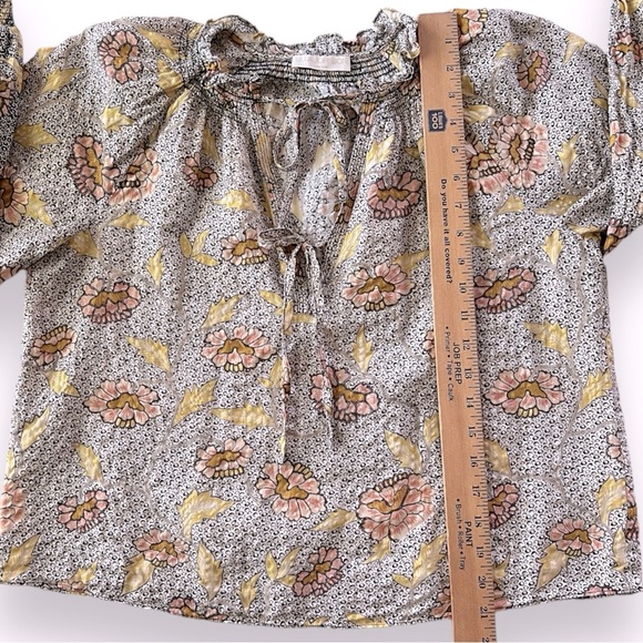 ULLA JOHNSON Kaitlyn Chrysanthemum Tie Neck Blouse Size 0 - Picture 6 of 13